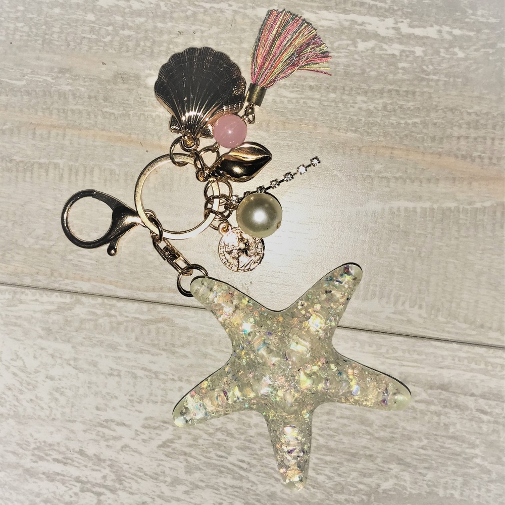 Starfish Bag Charm Key Chain Clip Key Ring
